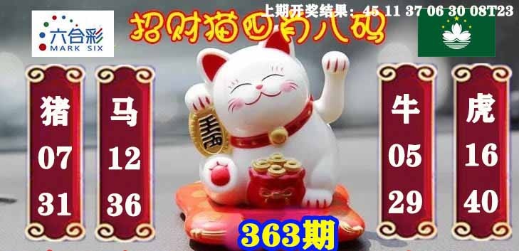363期招财猫四肖八码[图]