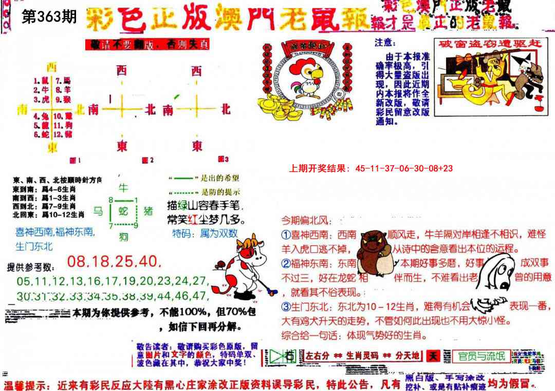 363期彩色正版澳门老鼠报[图]